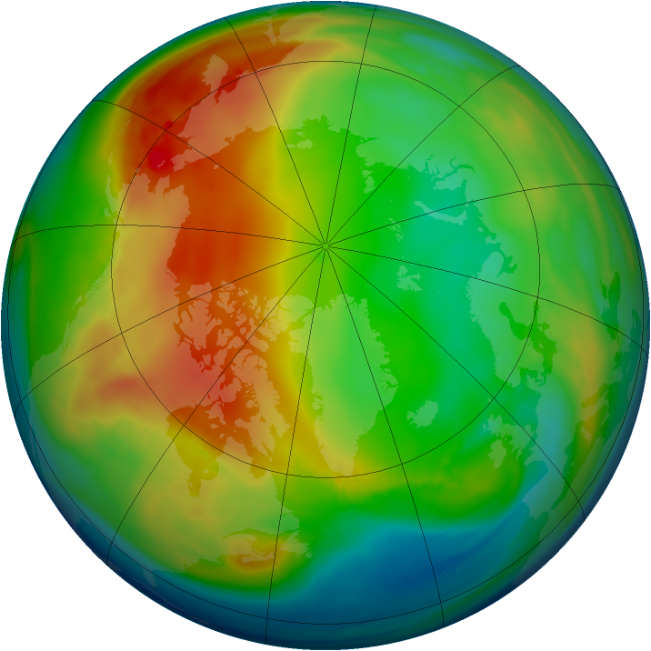 Arctic ozone map for 15 January 2008